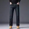 Calça jeans masculina para outono e inverno de 2026, nova calça reta slim, calça longa casual masculina trendy e elástica