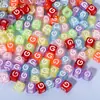 A-Z Cubos Transparentes 6*6 Letras Individuales Cuentas DIY Accesorios para Joyería Cuentas Inglesas de Colores Educativas para Niños Sueltas