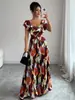 Vestido Longo Plissado Estampado Novo Estilo Moda Feminina Europeia e Americana Transfronteiriça 2026