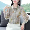 Camisa de Gasa Estampada Tops para Mujer 2025 Primavera y Otoño Nueva Camisa Fina de Manga Larga para Mujer