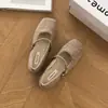 Zapatos Mary Jane de Lana Estilo Retro Coreano con Hebilla Única para Mujer, Suaves, Antideslizantes, para Oficina, Viajes, Casuales, Forro de Terciopelo, Zapatos de una Sola Pieza