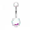 Anillo para Ombligo de Acero Inoxidable con Circonita de Cuatro Garras y Diseño de Rosca Interna, Venta Directa del Fabricante de Joyería Abdominal y Procesamiento al por Mayor