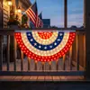 Tira de luces LED transfronteriza bandera colgante semicircular 45x90cm Día de la Independencia de Estados Unidos decoración de ambiente festivo en forma de abanico bandera semicircular