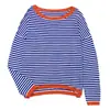 Novo Suéter Casual de Manga Longa Color Block Listrado com Gola Redonda Feminino Europeu e Americano Transfronteiriço Outono/Inverno 2026 Amazon