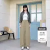 Pantalones de traje de mujer de alta gama a la moda con botones ocultos, nuevos estilos de primavera y otoño, adelgazantes, fluidos, de cintura alta, corte holgado, versión estrecha, pantalones de pierna ancha