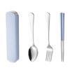 Palillos de Paja de Trigo Caja Desplegable Set de Vajilla de Regalo Cuchara y Tenedor Acero Inoxidable Portátil para Exteriores Juego de Tres Piezas Almacenamiento Set de Lujo