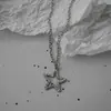 Collar Dinámico de Estrella Transfronterizo para Mujer, Estilo Ins Estudiante Nicho Hueco Doble Estrella, Regalo para Mejor Amiga, Colgante de Zirconia Cruz