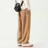 Pantalones Casuales para Hombre Otoño Nuevo Estilo Americano Marca de Moda Trendy Ins Holgados Talla Grande Rectos Pantalones Etiqueta de Moda Color Sólido Pantalones de Pierna Ancha