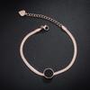 Nova Moda Corrente Osso de Cobra Reta Pulseira de Aço Titânio Feminina Corrente Reta Simples Concha Preta Redonda Tornozeleira Joia Tendência