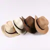 Chapéu de palha infantil feito à mão chapéu de cavaleiro verão chapéu de palha jeans ocidental chapéu de palha para bebê chapéu de praia chapéu de sol para pais e filhos