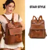 Funda Flip de Cuero Aceitado y Encerado Retro Bolso de Doble Hombro para Hombres y Mujeres Gran Capacidad Cuero de Alta Calidad Mochila para Computadora para Viajes Escolares Mochila Escolar para Estudiantes