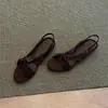 ¡En stock, se envía al instante! Sandalias Romanas Trenzadas Únicas Minimalistas de Tira Cruzada, Cuña de Punta Abierta, Tira Trasera, Sandalias de Tacón Bajo para Mujer