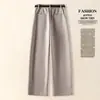 Pantalones de traje de lana nuevos de otoño de moda hechos a medida 2026, pantalones de corte curvo de cintura alta, pantalones casuales holgados adelgazantes para mujer