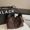 Bolso de hombro tipo tote retro con cordón transfronterizo para mujer, elegante y versátil para invierno, bolso casual con textura para hombro y cruzado