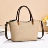 Bolso de mano tipo cesta de verduras de textil de cuero PU para mujer, estilo coreano, moderno, combinable con todo, bolso de hombro para mujer, gran capacidad