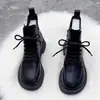 Botas estilo Martin femininas britânicas, coleção de inverno 2026, novo preto, emagrecedoras, botas curtas com forro de fleece, sola plana, zíper lateral, botas únicas versáteis