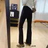 Estilo Maillard! Jeans flared de cintura alta com elasticidade em quatro direções para afinar o corpo feminino, calça pantalona justa para o outono, com efeito de levanta bumbum