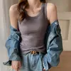 Nueva Camisola Blanca para Mujer Verano Ropa Interior Se Puede Usar Afuera Sin Mangas Estilo Chica Caliente Básica Capa Base Top