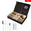 Juego de Cubiertos de Acero Inoxidable 410 para Bistec, Tenedor y Cuchara, Juego de 24 Piezas para 6 Personas, Caja de Regalo con Tenedor, Cuchara y Cuchillo