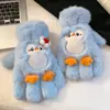 Luvas de Pelúcia de Pinguim Fofo para Mulheres, Novo Modelo Inverno 2025, Quentes, Forradas com Lã, Espessadas, à Prova de Vento, Resistentes ao Frio, com Alça de Pescoço