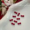 Accesorios para Uñas de Gato Rojo de Dibujos Animados Ankora Populares Accesorios de Diamante para Uñas de Gato Lindo Rojo Año Nuevo Rojo Vino Lazo