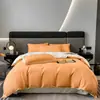 Ins Luxo Acessível Estilo Europeu Cama Conjunto de Quatro Peças Lavado Escovado Simples Luxo Acessível Capa de Edredom Espessada Cama de Dormitório Lençóis de Cama Conjunto de Três Peças