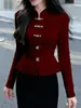 Suéter de punto de alta gama de un solo botón con cuello mao y manga larga para mujer a principios de otoño, con efecto adelgazante y ajuste ceñido, top de punto para llevar debajo