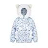 Chaqueta de Algodón con Capucha y Cuello de Piel de Garra de Hello Kitty Totalmente Estampada para Mujer Invierno 2025 Nueva Chaqueta de Algodón Gruesa y Cálida