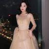 Vestido de Dama de Honor 2025 Nuevo Aspecto Adelgazante y que Cubre la Piel Grupo de Hermanas Temporada de Graduación Estudiantil Color Champagne de Hada Mejor Amiga Vestido de Dama de Honor
