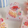 Tarjeta de Felicitación de Cumpleaños para Pastel de Crema Estilo Ins Tarjeta Pequeña de Pintura al Óleo Estéreo Decoración de Caja de Regalo con Flores Tarjeta de Bendición