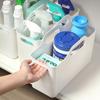 Cesta de Almacenamiento de Artículos Varios de Plástico para el Hogar, Cesta Pequeña Rectangular para Escritorio, Estilo Japonés para el Hogar, Cesta de Almacenamiento Transparente para Baño