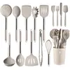 Venda Quente Transfronteiriça Conjunto de Utensílios de Cozinha de Silicone com Cabo de Aço Inoxidável Conjunto de 15 Peças com Balde de Armazenamento Conjunto de Espátulas de Cozinha Resistente a Altas Temperaturas Assar