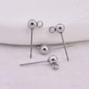 Versión coreana de aguja de cuentas de acero inoxidable anillo cerrado gorro con anillo pendientes de cuentas redondas moda accesorios DIY fabricantes venta al por mayor