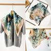 Bufanda de seda de espiga de dos colores y doble cara para mujer, nueva bufanda de alta gama con estampado de hojas de pintura al óleo, bufanda cuadrada pequeña personalizada al por mayor