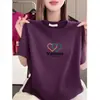 Camiseta de Manga Corta con Estampado de Moda de Marca Tendencia de Este Año para Mujer, Top Casual de Verano con Cuello Redondo, Talla Grande Adelgazante Ropa de Mamá