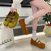 Zapatos tipo gorro, faldas que aumentan la altura, zapatos Mary Jane para mujer, nuevo estilo otoño/invierno 2026, zapatos de suela gruesa retro poco profundos de estilo francés