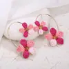 Pendientes de Flores de Rafia Transfronterizos Europeos y Americanos de Primavera y Verano con Diseño de Moda en Forma de Arco y Pendientes Tejidos a Mano en Forma de C