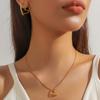 Collar de Corazón Calado Nicho de Lujo Ligero Aretes de Corazón para Mujer Ins Estilo K Diseño Simple Collar Cadena Clavícula Diario