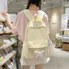 Mochila estudantil versátil de cor sólida, bolsa ita transparente de grande capacidade, bolsa ita 2D com estampa de laço, bolsa de ombro dupla