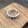 Nuevo Anillo Étnico Retro de Plata de Ley S925 al por mayor Dongdaemun Anillo Abierto de Estrella de Cinco Puntas para Pareja Hombres y Mujeres