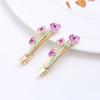 Accesorios para el Cabello Lacados Más Vendidos en Stock: Pinzas para el pelo de aleación para mujer, Pinzas de rana pintadas, Pinzas laterales florales, Adornos para el flequillo con pedrería
