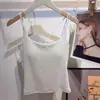 Camisole Estilo Nova Garota Picante com Alças Duplas Costas Nuas Formato U Costas Bonitas com Bojos Fixos, Top Interno de Corte Justo