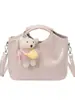 Bolsa Tote de Couro Rosa com Óleo e Cera para Mulheres 2026 Nova Bolsa de Grande Capacidade para o Dia a Dia Bolsa de Mão de Nicho de Alta Qualidade Bolsa de Ombro