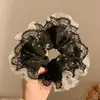 Verão Dupla Camada Malha Sensação Bolas Intestino Grosso Elástico de Cabelo Corda de Cabelo Feminina Início da Primavera Popular na Internet Fresca Elegante Corda de Cabelo Acessório de Cabeça