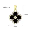 Cobre Ouro RealOuro Inlaid Flor de Quatro Folhas Preta Moda Transfronteiriça DIY Joias Cobre Zircônia Micro-Inlaid Acessórios de Pingente