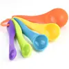 Herramientas para Hornear Bricolaje Horneado de Pasteles Cuchara para Leche en Polvo con Báscula Herramientas para Hornear Juego de Cinco Piezas Cucharas Medidoras de Plástico de Colores