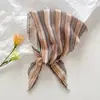 Lenço Triangular Decorativo Versátil para Mulheres, Lenço Pequeno Xadrez Listrado Estilo Pastoral, Lenço de Cabeça Francês Moderno