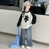 Moletom Infantil Cartoon Primavera e Outono Novo Estiloso Moda Infantil Inverno Crianças Maiores Outono e Inverno Gola Redonda Pulôver Top Solto