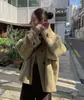 Abrigo de lana suelto retro chic coreano con cuello alto