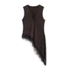 Para Comércio Exterior Transfronteiriço Europeu e Americano Roupas Femininas Aliexpress Mais Vendidas de Verão Simples Versátil Bainha Assimétrica Sem Mangas